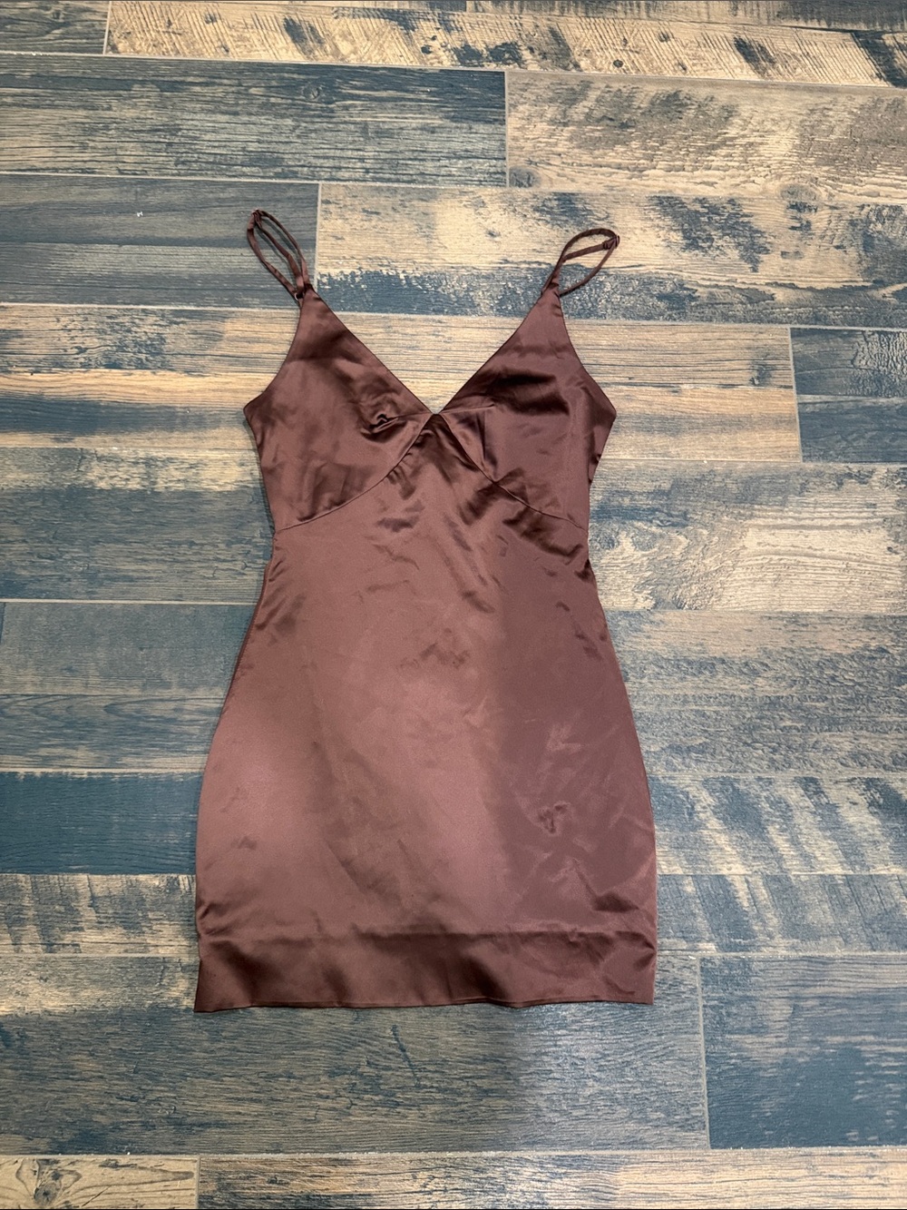 Fashion Nova Chocolate Satin Slip Mini Dress